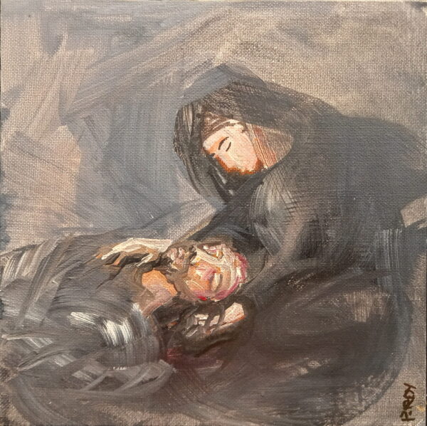 Pieta - 8in x 8in acrylic on canvas - Fr Roy Quesea
